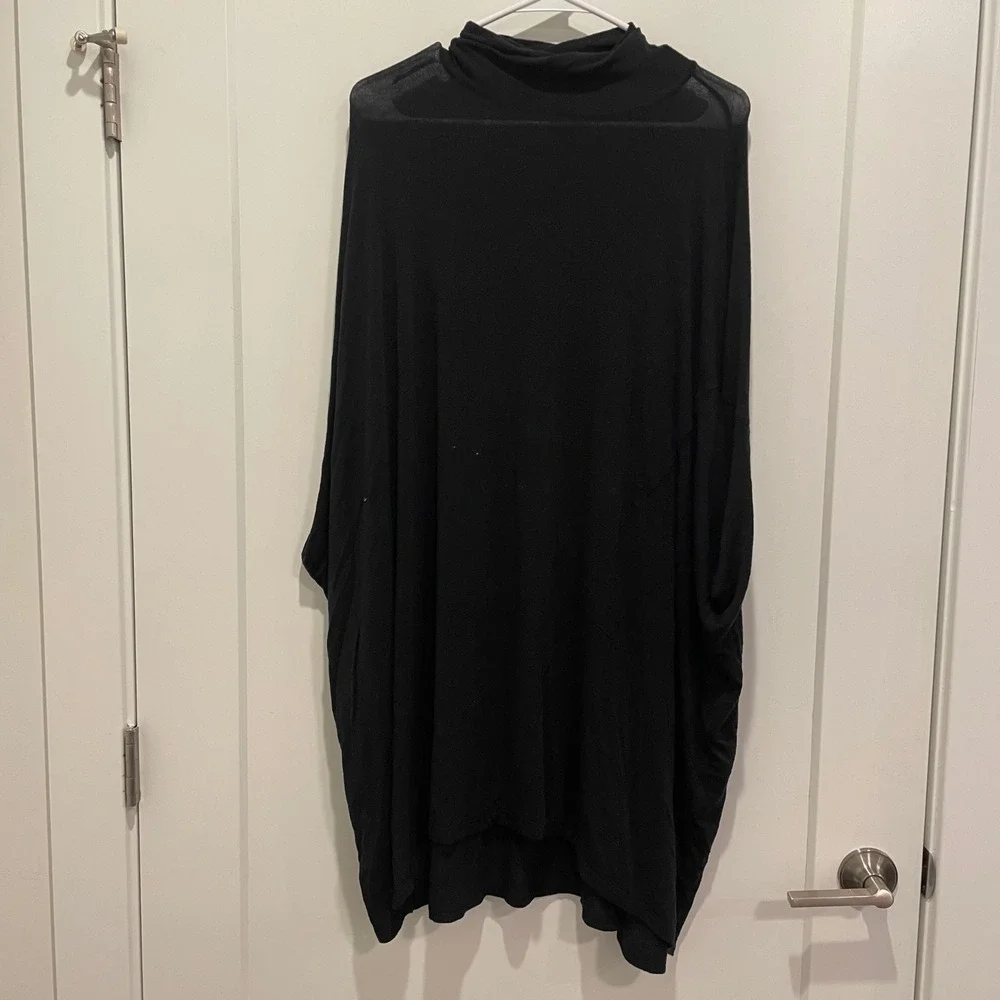 Free People We The Free Black Oversized Batwing Turtleneck Tunic Top Womens